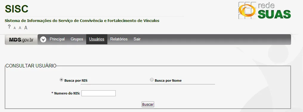 Tela do sistema: Consultar Usuário