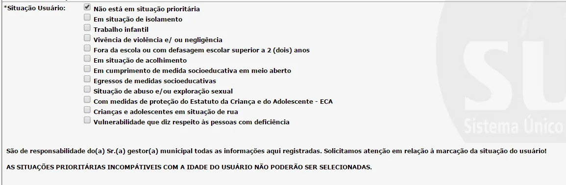 Tela do sistema: Alterar situação do usuário