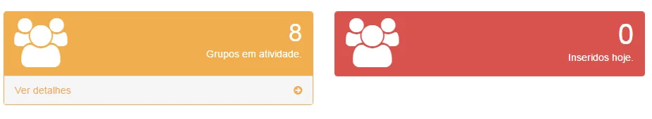 Tela do sistema: Total de grupos no SISC e criados no dia